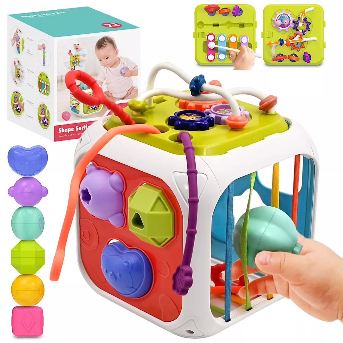 DLA DZIECI EDUKACYJNA KOSTKA SENSORYCZNA KLOCKI CYMBAŁKI