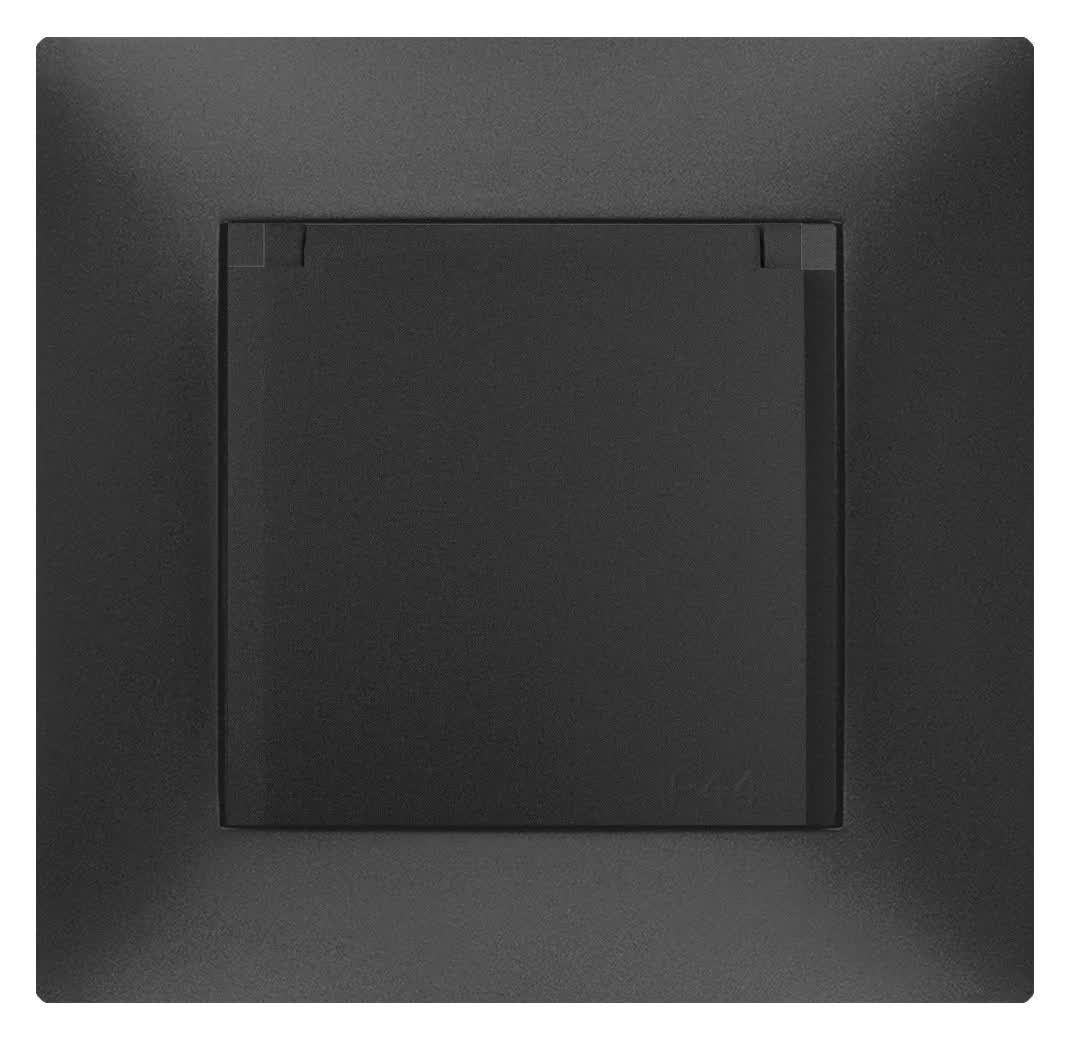 Czarne hermetyczne gniazdo do łazienki IP44 CARLA 1736-09 ELEKTRO-PLAST
