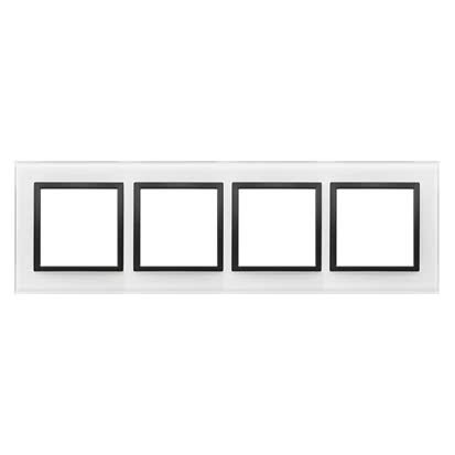 Ramka poczwórna szklana czarna perła SIMON 54 DRN4/68 Kontakt-Simon