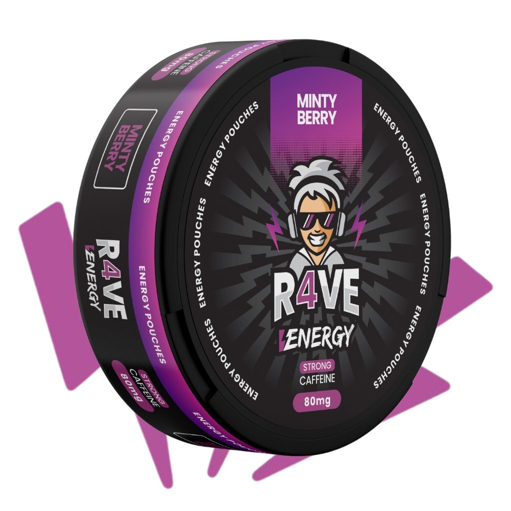 MINTY BERRY Woreczki Energetyczne R4VE Snusy z Kofeina BEZ CUKRU 80mg
