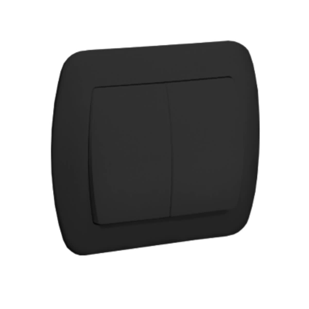 Czarny włącznik podwójny świecznikowy AW5/49 Simon Akord Kontakt-Simon