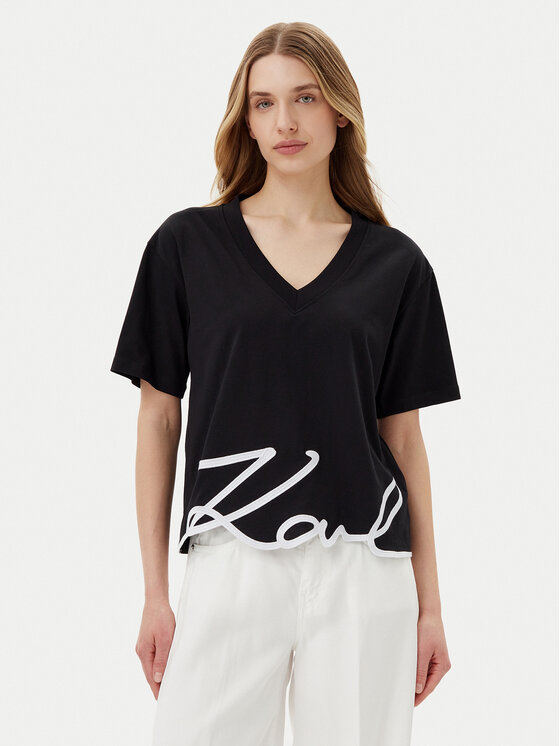 KARL LAGERFELD T-Shirt A2W17112 Czarny Regular Fit