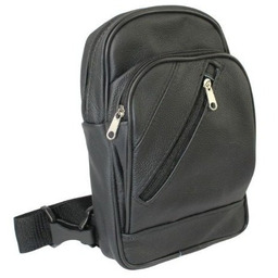 Torba Skórzana Na Ramię Nerka Noszona Na Skos GRETOS (PL) CZARNA Praktyczna I Wygodna 26 x 16 x 6 [cm]