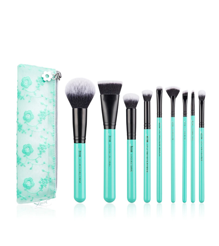 Jessup T321 Zestaw 9 Pędzli + Kosmetyczka Turquoise Collection