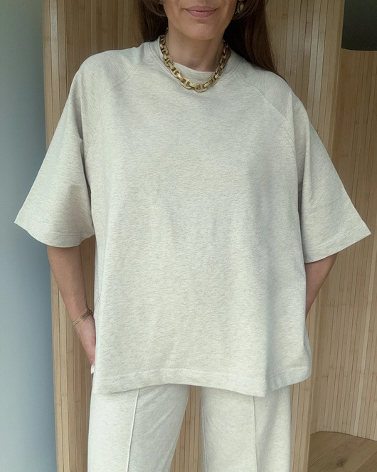 T-shirt Chillout mocca melange neck