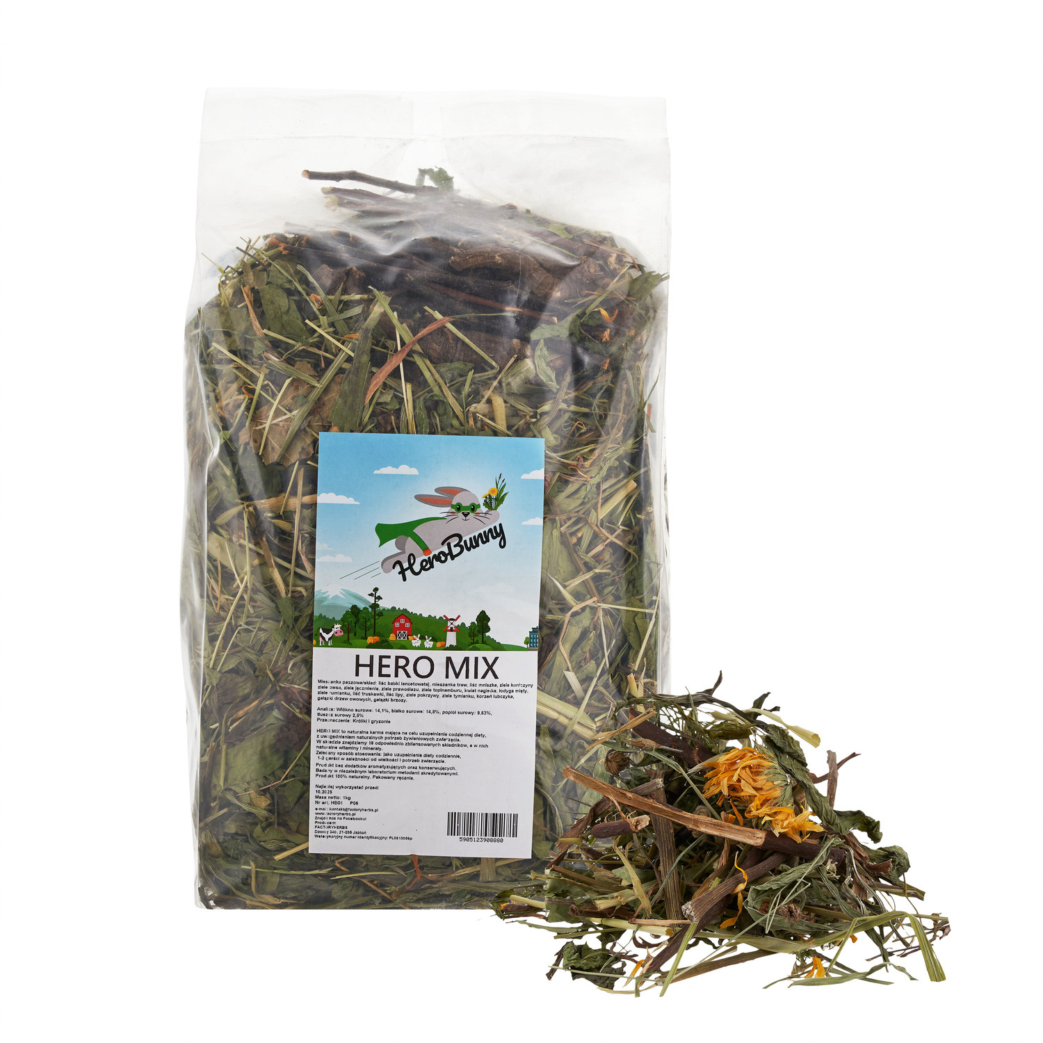 FACTORYHERBS Hero Bunny Hero Mix - sucha karma dla gryzoni i królika - 1 kg