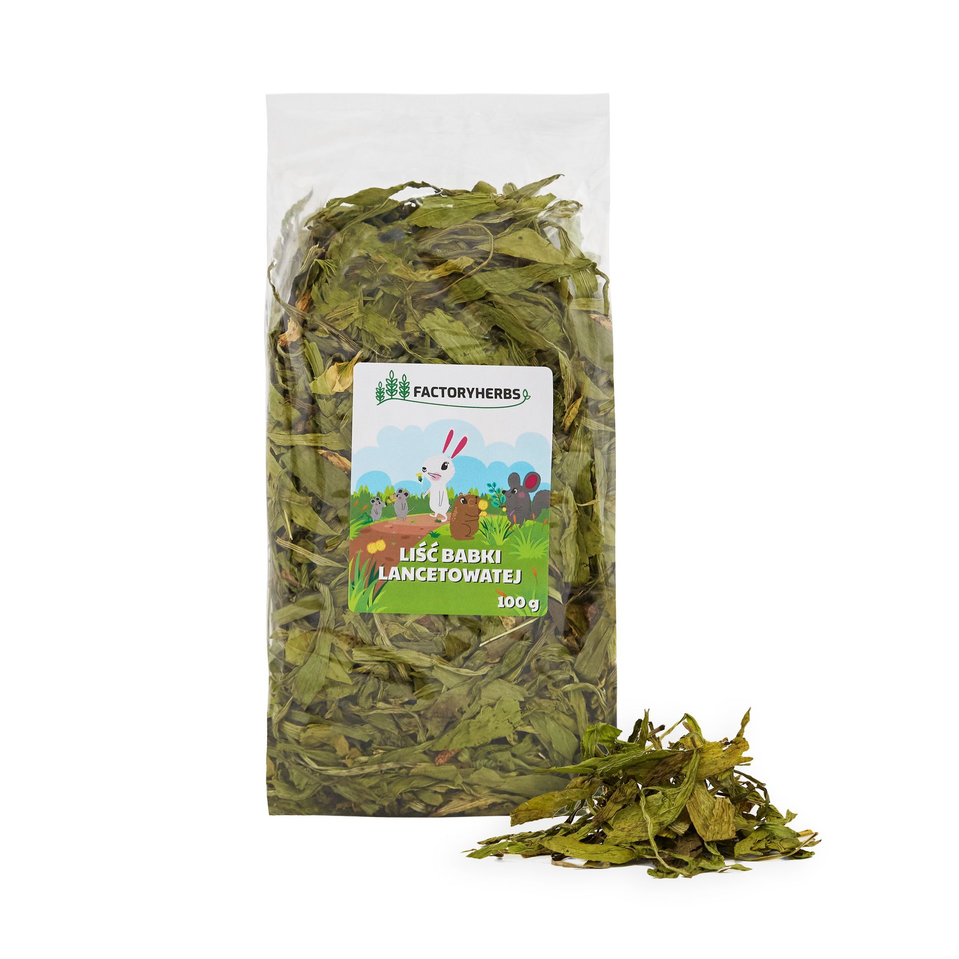 FACTORY HERBS Liść babki lancetowatej - przysmak dla gryzoni i królika - 100g