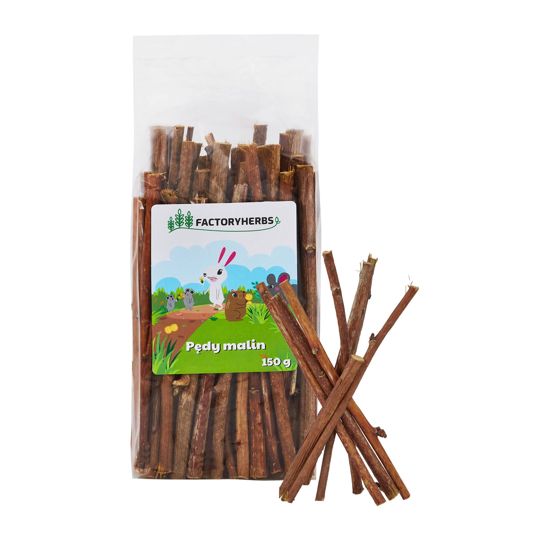 FACTORYHERBS Pędy malin - przysmak dla gryzoni i królika - 150g