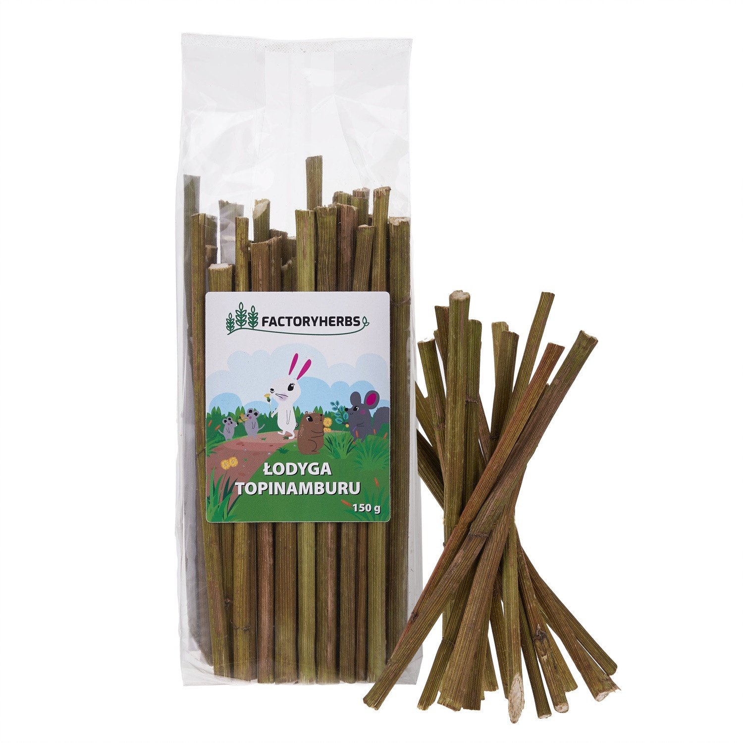 FACTORYHERBS Łodyga topinamburu - przysmak dla gryzoni i królika - 150g