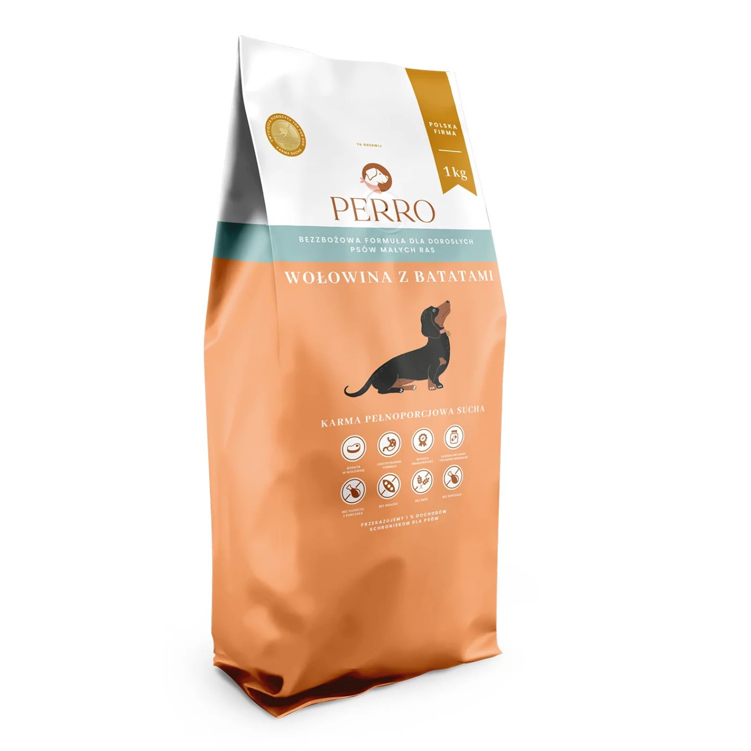 PERRO Wołowina z batatami Psy małych ras - sucha karma dla psa - 1kg