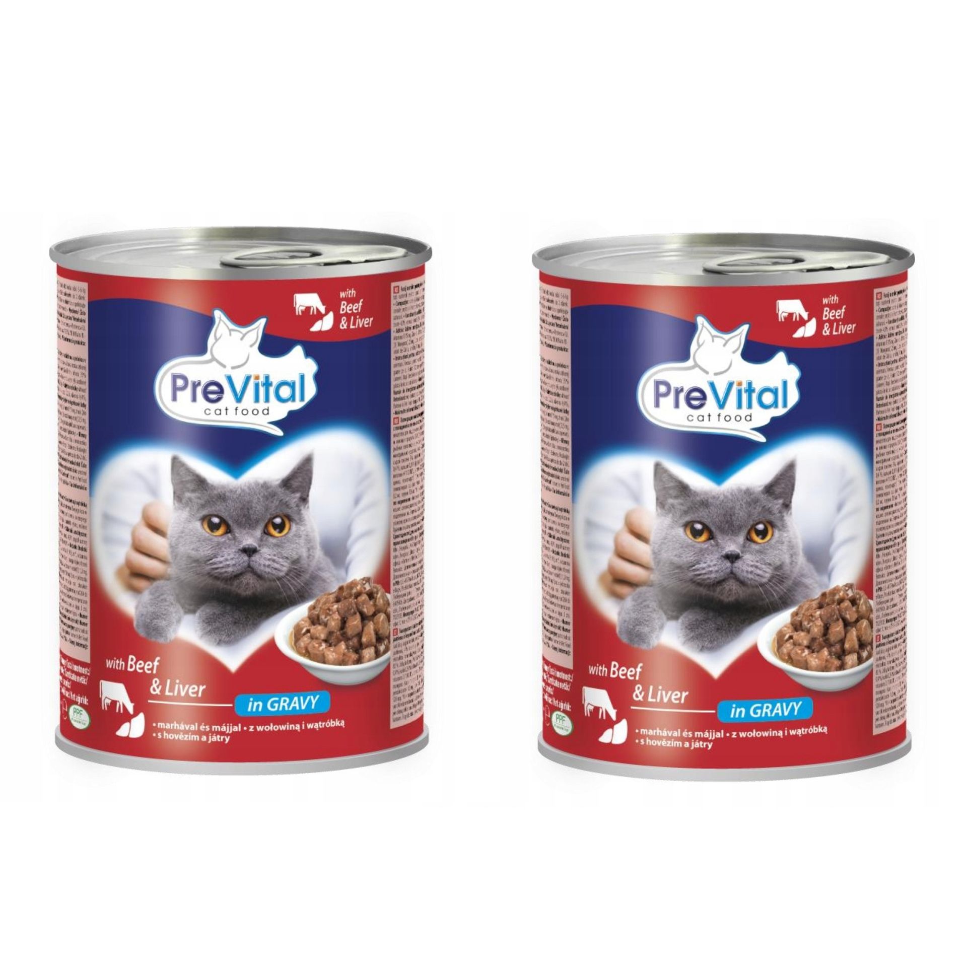 PREVITAL Wołowina z wątróbką w sosie - mokra karma dla kota - 2x415g