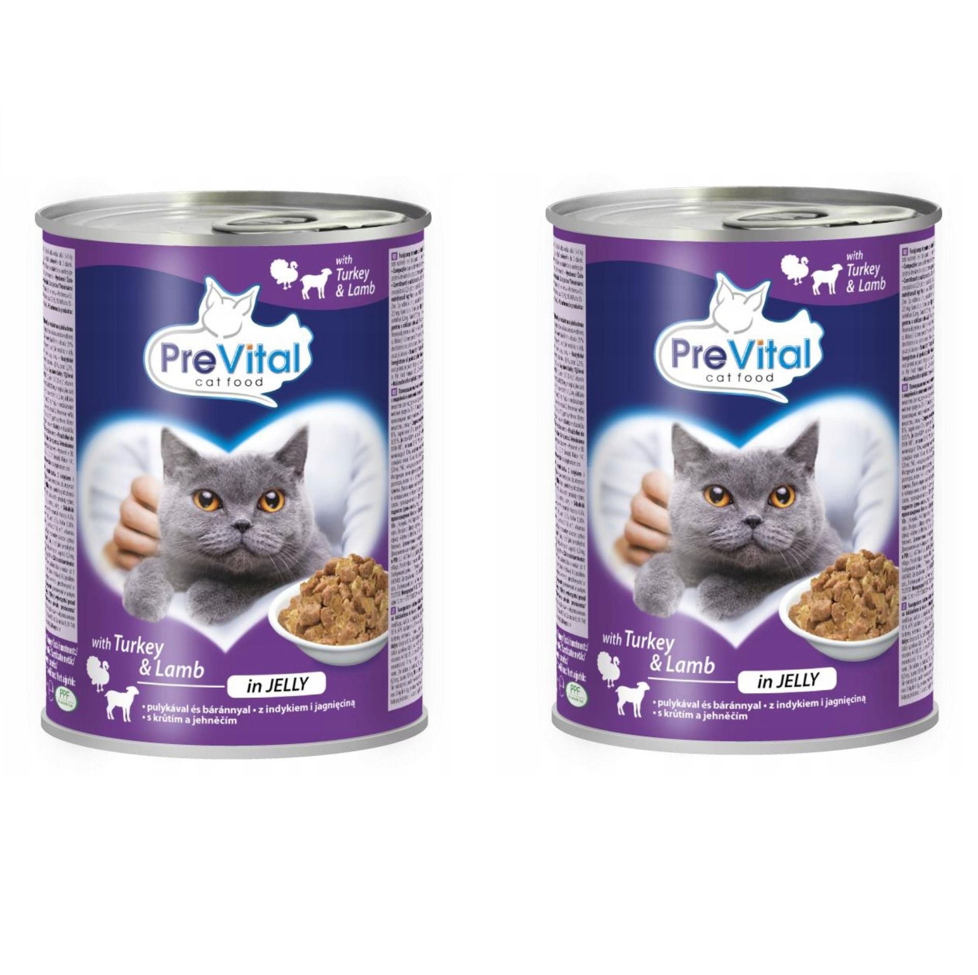 PREVITAL Indyk z jagnięciną w galaretce - mokra karma dla kota - 2x415g