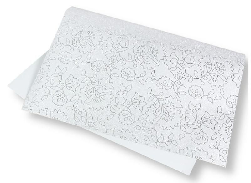 Papier ozdobny brokatowy 140g 40x60cm srebrny 5ark