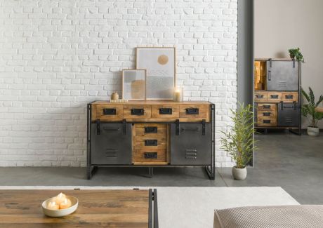 BLACKBURN Komoda #310 Mango lakierowane / Szary metal 150x45x90 cm