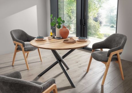 KANO Stół okrągły #77 Dąb olejowany + Epoksy żywica przeźroczysta 120x120 cm