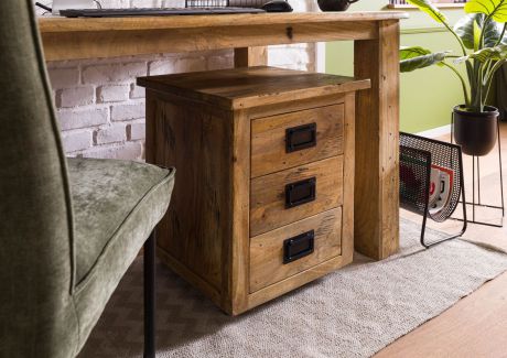 RAILWAY Szafka na kołach #1003 Mango woskowane + metal 50x50x60 cm