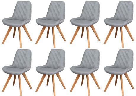 TACOMA Krzesło Tapicerowane, komplet 8 szt. #14 Jasny Szary 56x60x85 cm