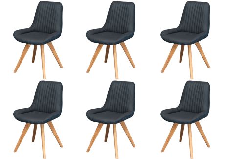 TACOMA Krzesło Tapicerowane, komplet 6 szt. #15 Ciemny Szaro-Granatowy 56x60x85 cm