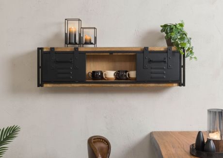 BLACKBURN Półka #559 Mango lakierowane / Czarny metal 130x25x35 cm