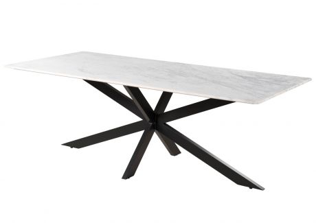 BARCELONA Stół #313 Biały marmur + Czarny metal 220x100x76 cm