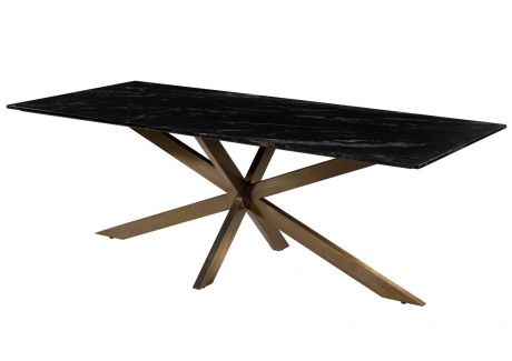 BARCELONA Stół #403 Czarny marmur + Metal mosiądz 220x100x76 cm