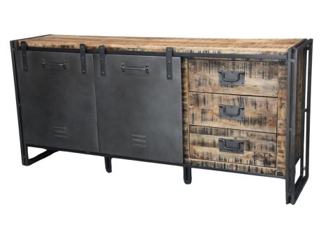 BLACKBURN Komoda #207 Mango lakierowane / Szary metal 195x45x90 cm