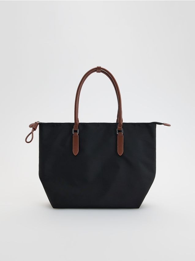 Reserved - Tkaninowa torebka shopper - czarny