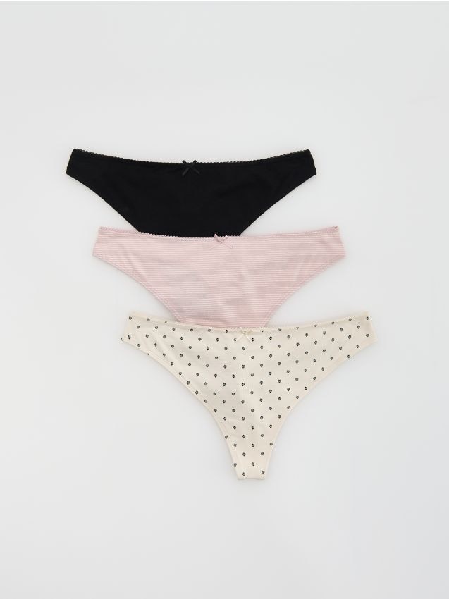 Reserved - Majtki typu stringi 3 pack - złamana biel