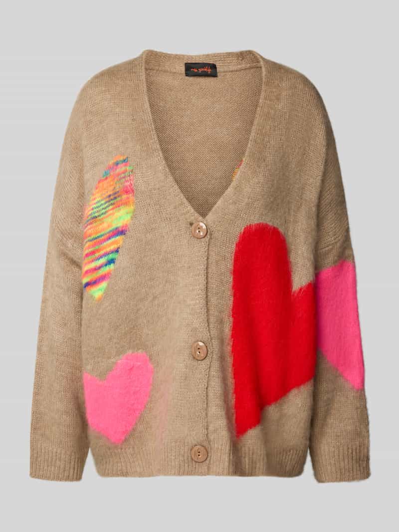 Kurtka z dzianiny o kroju oversized z listwą guzikową