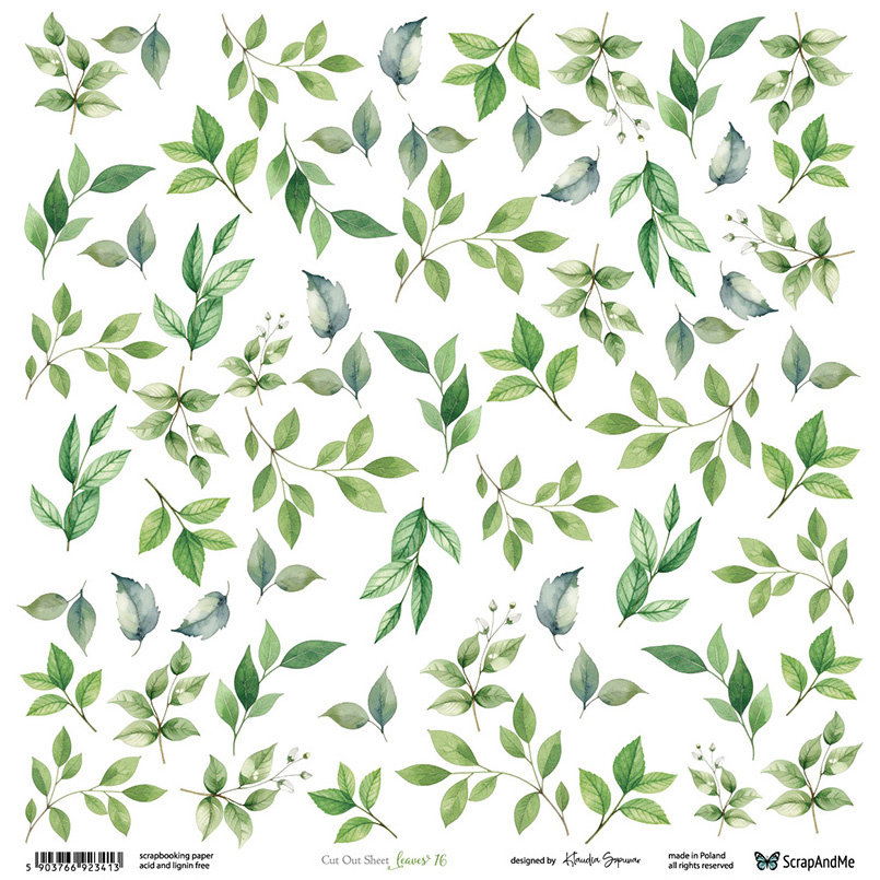 Papier do scrapbookingu 30x30 - ScrapAndMe - Leaves 16 - arkusz do wycinania