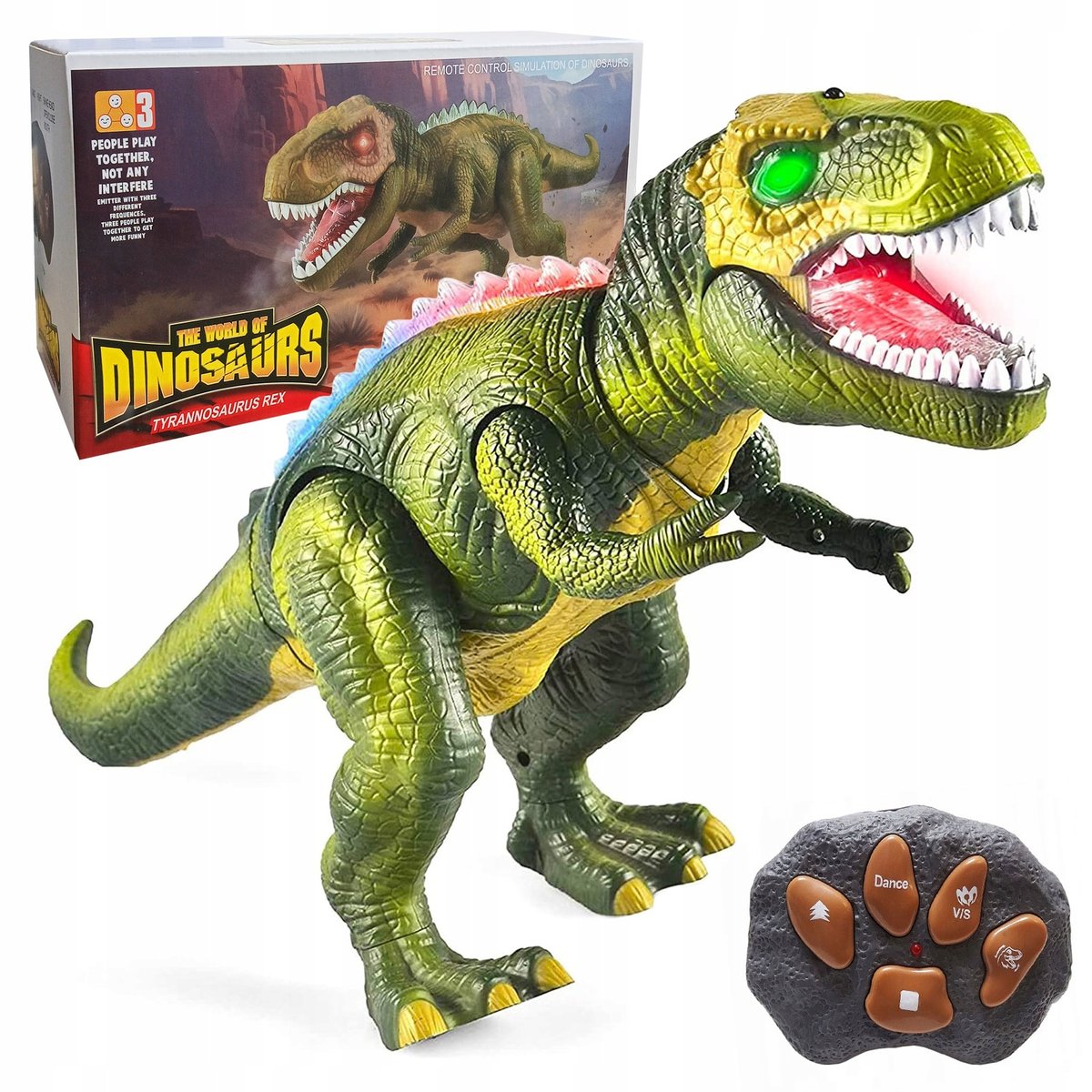 Interaktywny Dinozaur T-Rex Dla Dzieci Zdalnie Sterowana Zabawka Ryczy Led