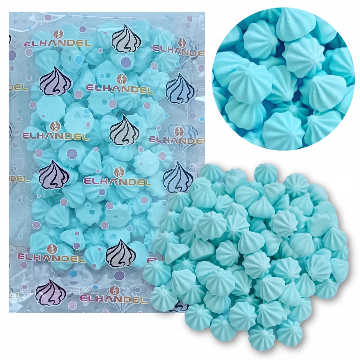 Posypka na tort bezy mini beziki cukrowe niebieskie dekoracje 50g 75szt