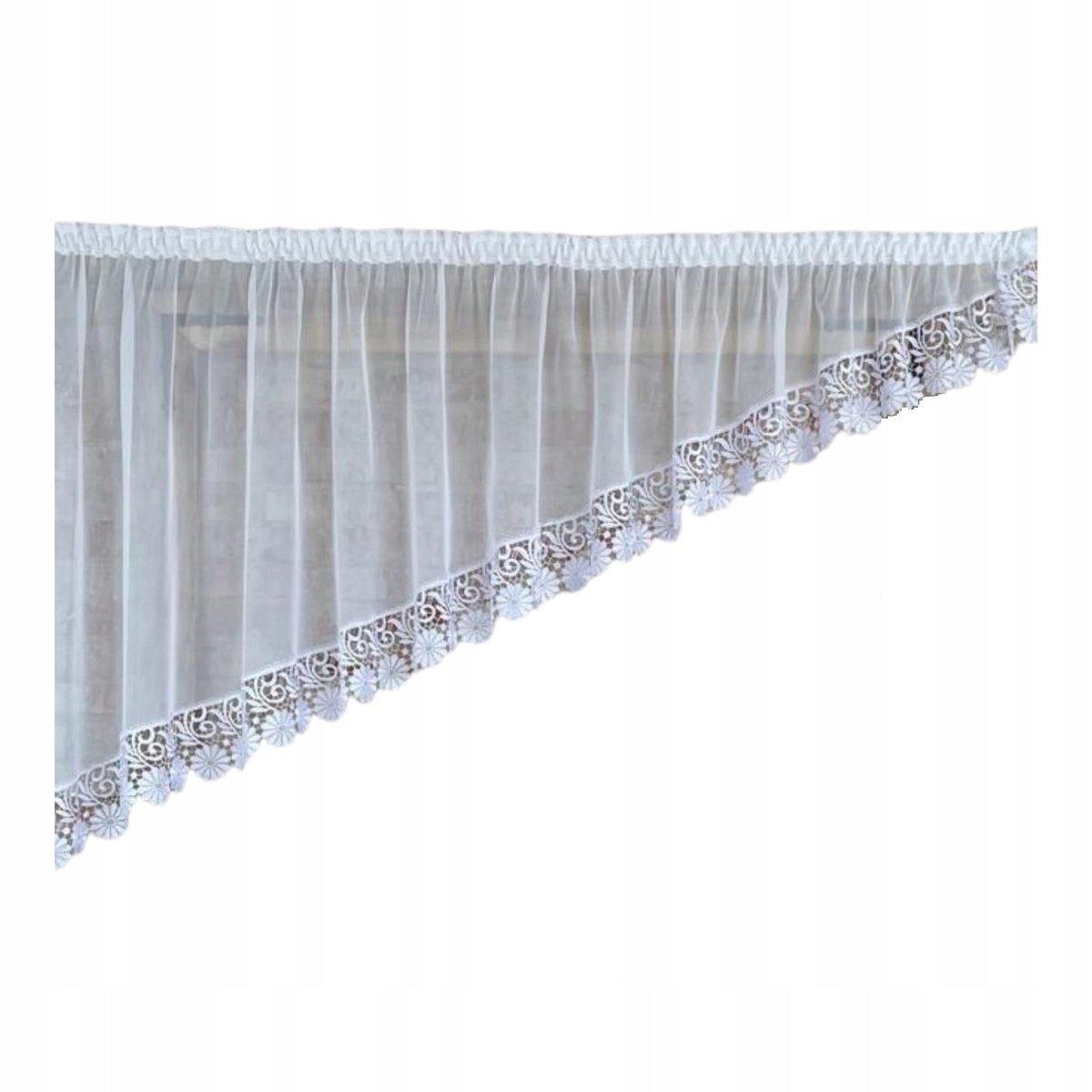 Firana gotowa 500x160,skos lewy,woal,gipiura 15cm