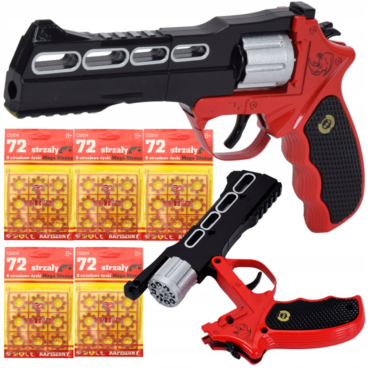 PISTOLET NA KAPISZONY SPŁONKĘ GRATIS 10x720szt METALOWY REWOLWER DLA DZIECI