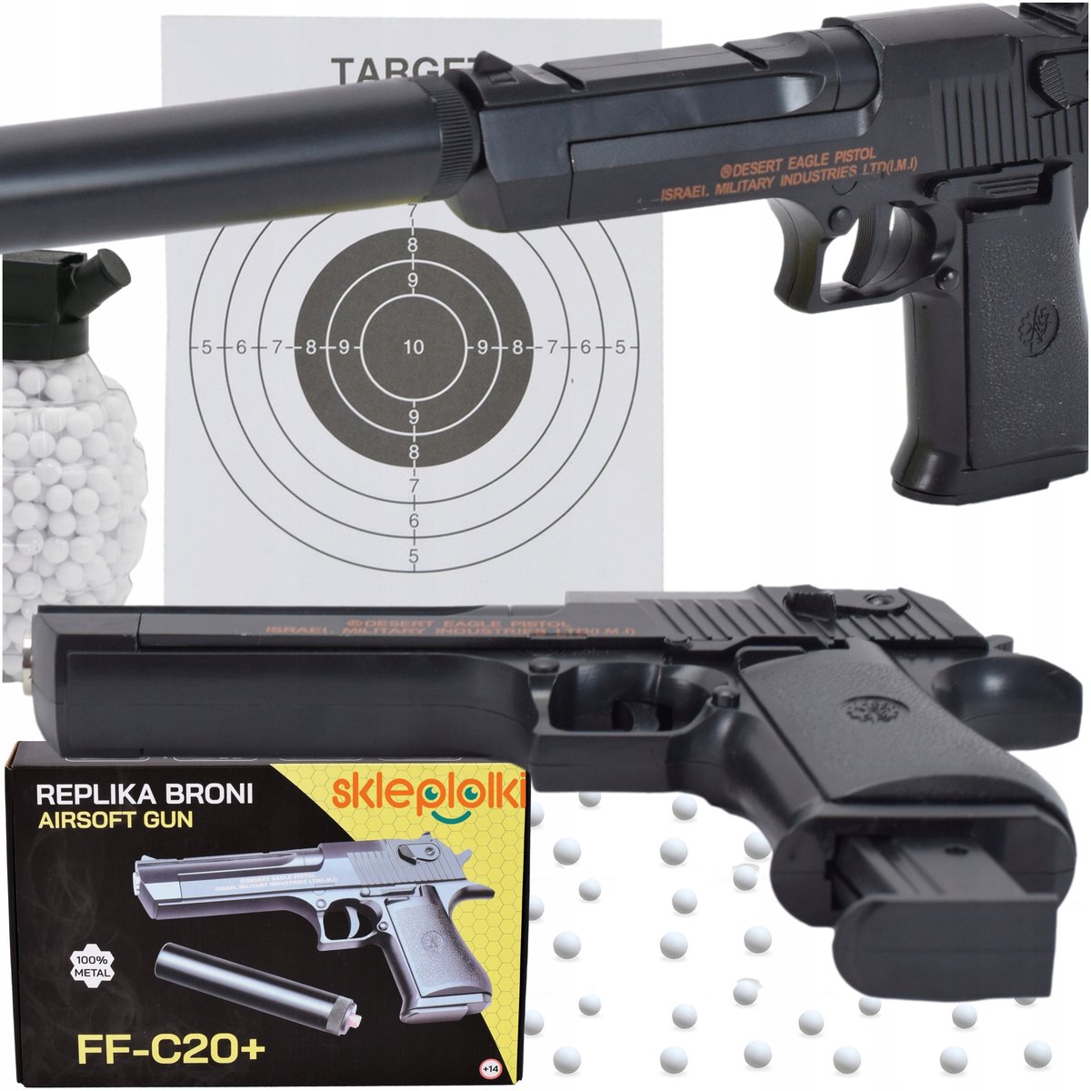 PISTOLET ASG METALOWY NA KULKI PlASTIKOWE BB REPLIKA ZESTAW 800KULEK GRATIS