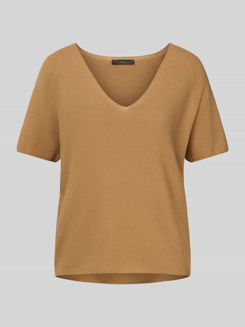 Bluzka z dzianiny z dekoltem w serek