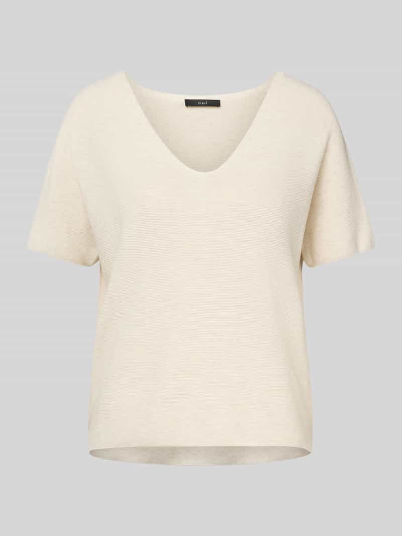 Bluzka z dzianiny z dekoltem w serek