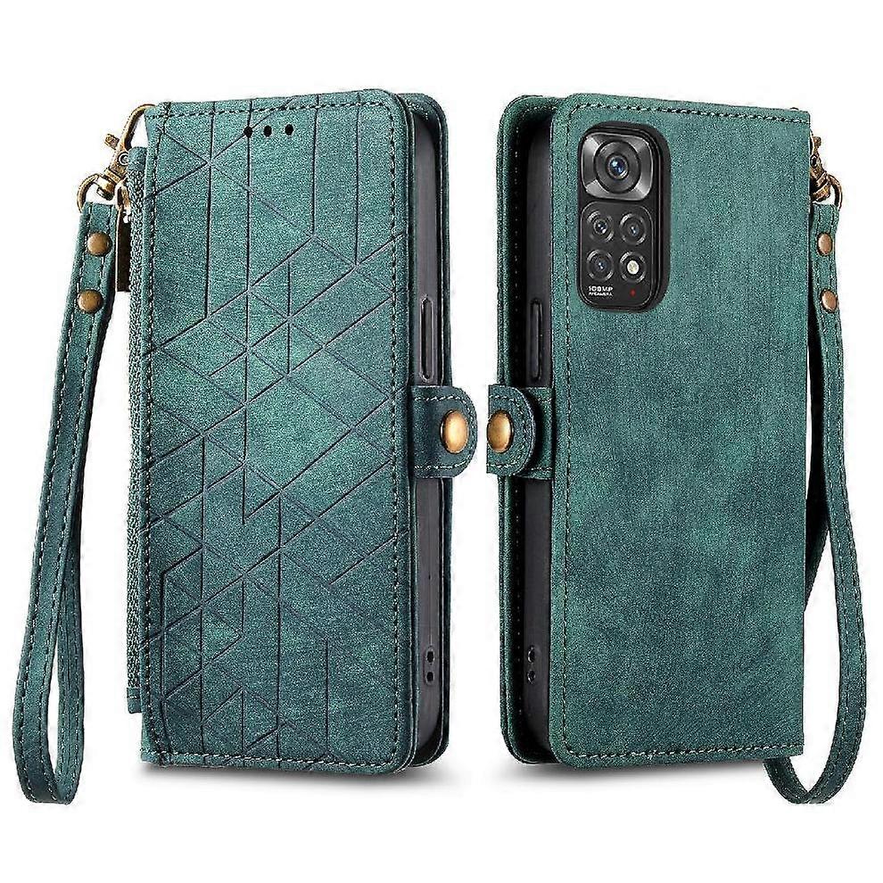 Foxdock Etui z klapką do Xiaomi Redmi Note 11 Pro Odporne na wstrząsy skórzane etui Prosty biznesowy portfel z klapką Zielony