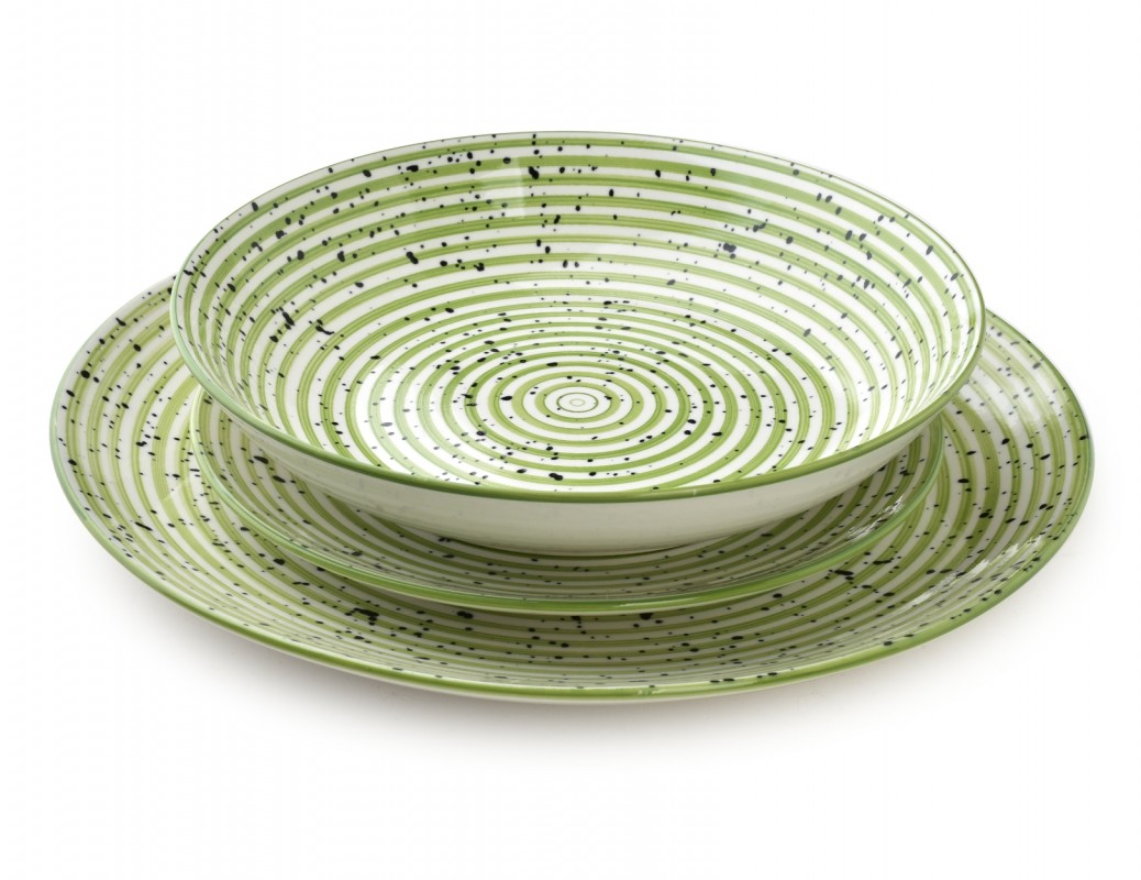 Komplet obiadowy Stripes Green 18 el.