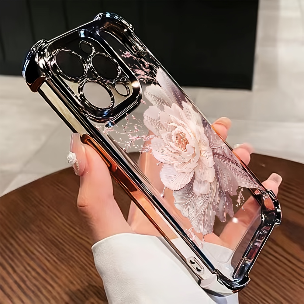 TEMU Różowa Etui na Telefon z Wzorem Piwonii, Kompatybilne dla iPhone 17, 16e, 16, 15, 14, 13, 12, 11, Mini, Pro Max XR XSMAX 8, 7 Plus –