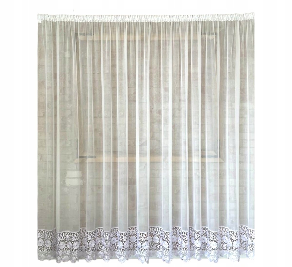 Firana gotowa 700x250,balkon,woal, gip. kwiat 30cm