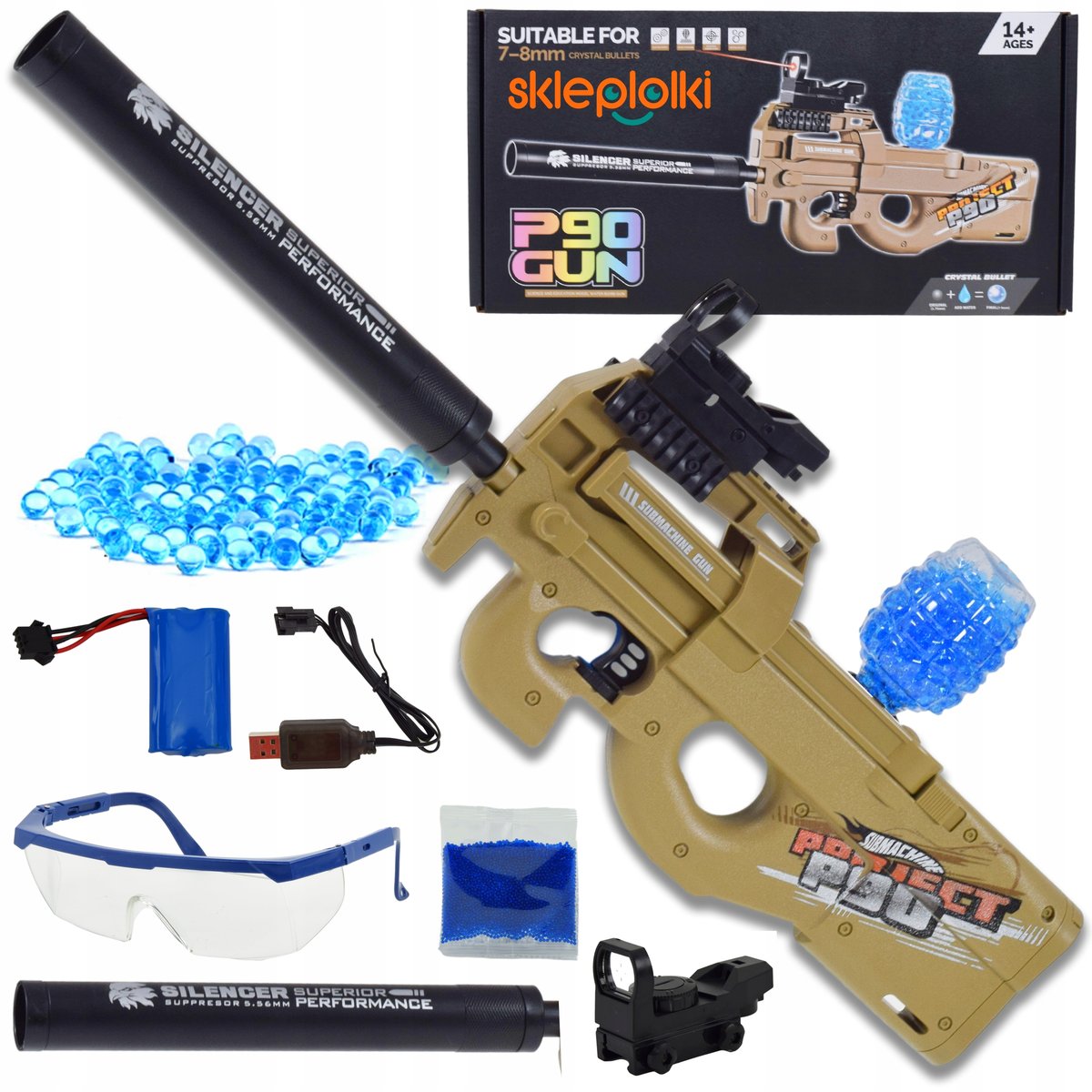 PISTOLET NA KULKI ŻELOWE KARABIN AUTOMATYCZNY WYRZUTNIA AKUMULATOR ZABAWKA