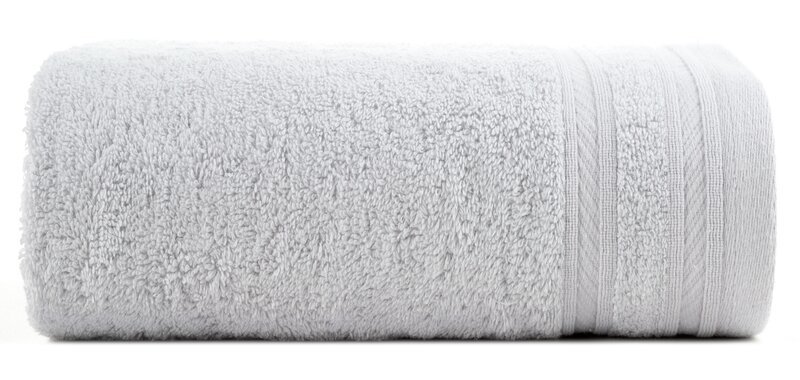 Ręcznik Kely 70x140 srebrny z ozdobną bordiurą w pasy 500 g/m2