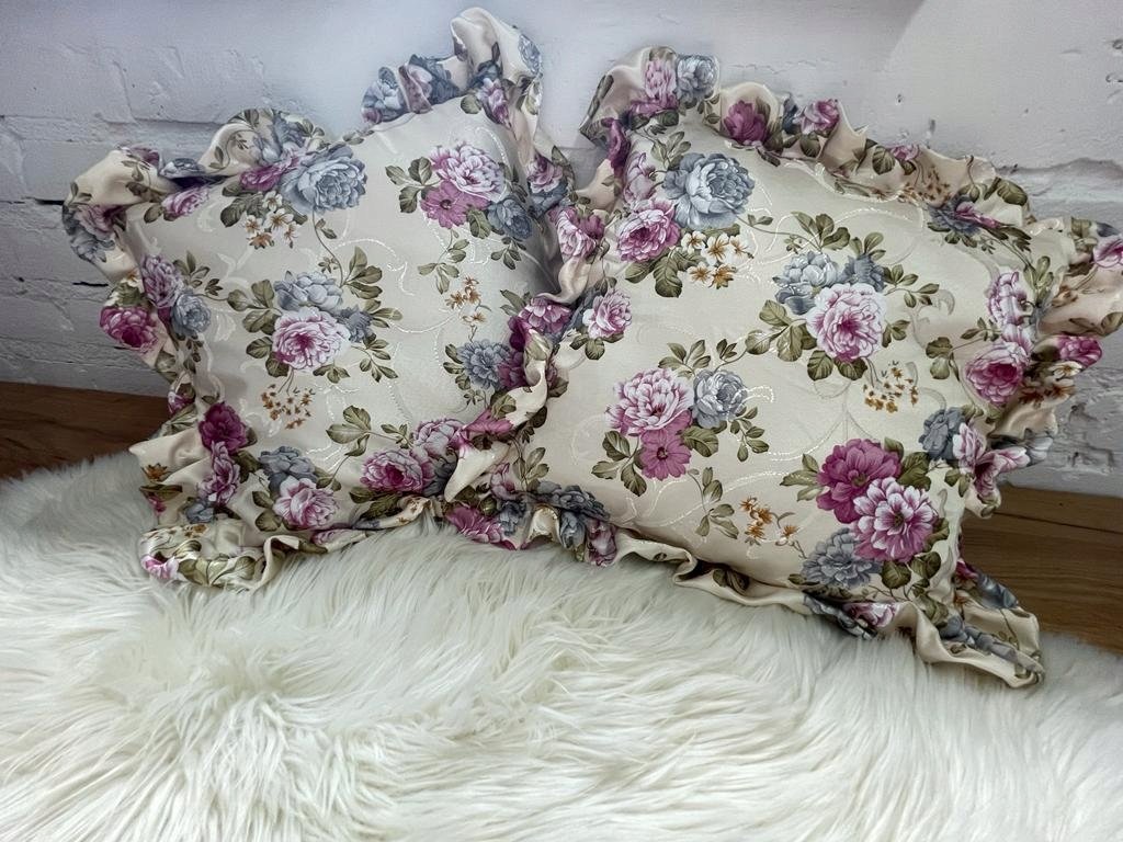 Poszewka dekoracyjna 40x40,falbana,Piwonia różowa