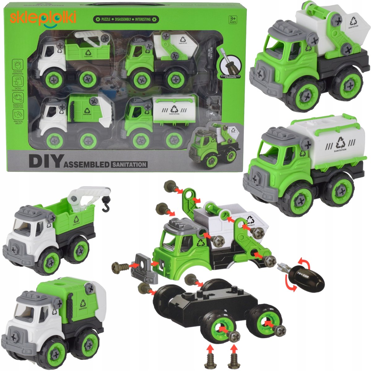 Zabawki edukacyjne Zestaw konstrukcyjny pojazdy sanitarne do rozkręcania