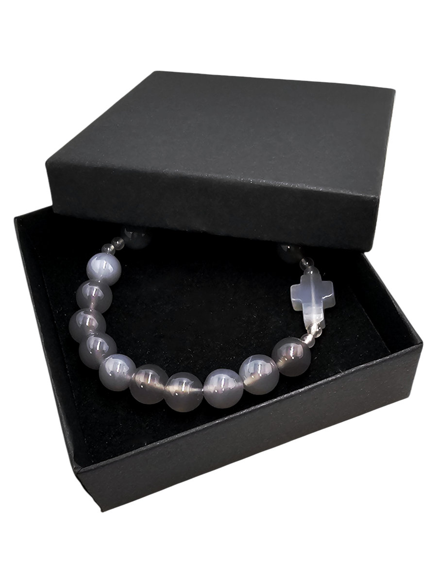 Bransoletka Agat Szary M129