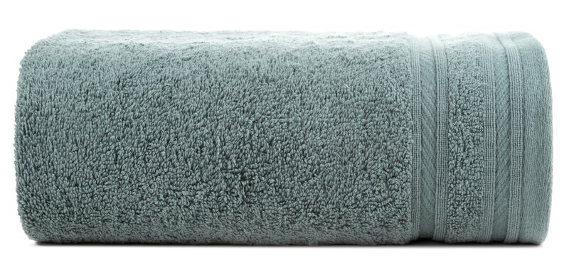 Ręcznik Kely 70x140 miętowy ciemny z ozdobną bordiurą w pasy 500 g/m2