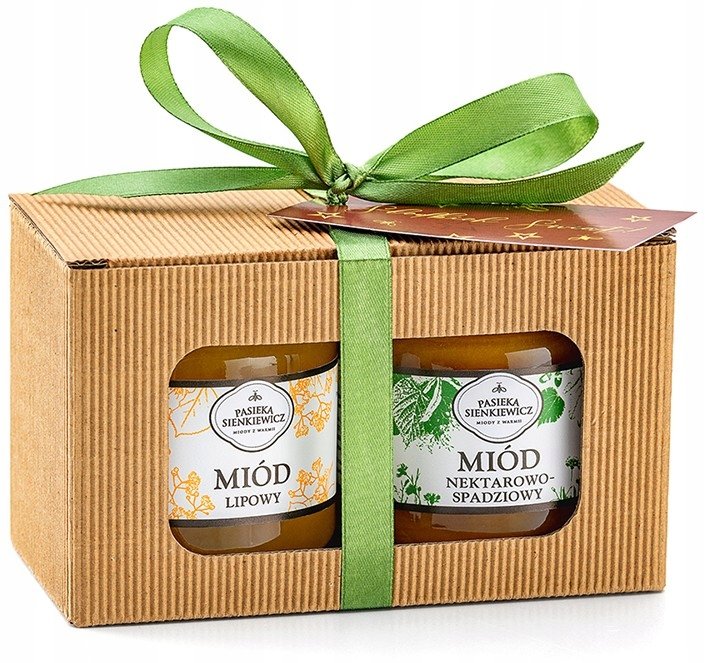 ZESTAW PREZENTOWY MIÓD W KARTONIKU, NA PREZENT, UPOMINEK - MIÓD 2x250g