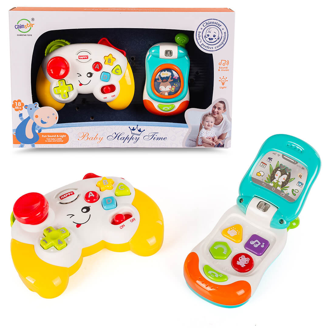 PAD, JOYSTICK + TELEFONIK Z KLAPKĄ 18M+ ZABAWKA 2W1, EFEKTY ŚWIETLNE DŹWIĘK