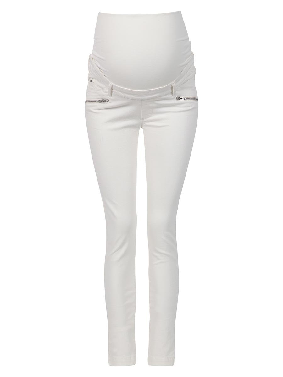 Damskie spodnie ciążowe z paskiem dzianinowym białe Bellybutton Maternity, r.34